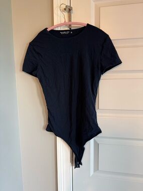Abercrombie & Fitch Navy Short Sleeve Crewneck Bodysuit